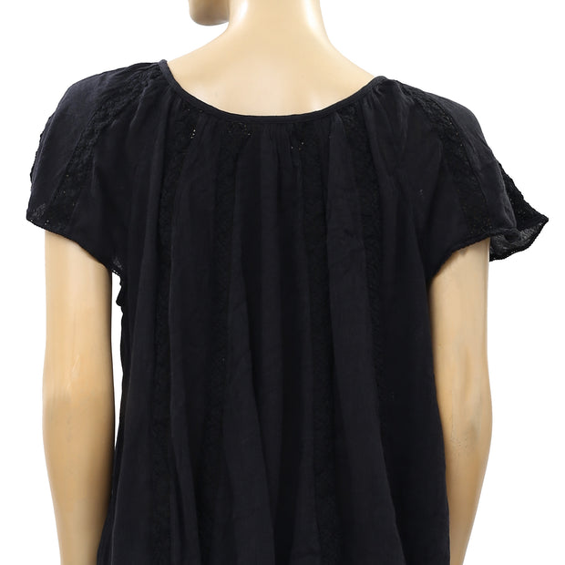 Denim & Supply Ralph Lauren Crochet Lace Black Blouse Top