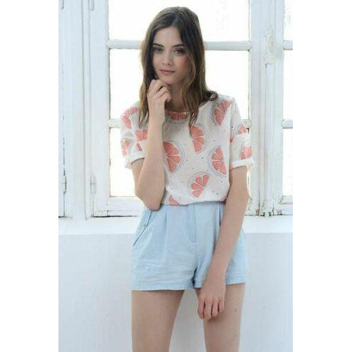 Des Petits Hauts Gisela Grapefruit Printed Blouse Top