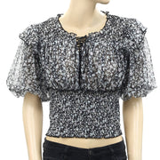 Free People Beatrice Ruffle Blouse Top