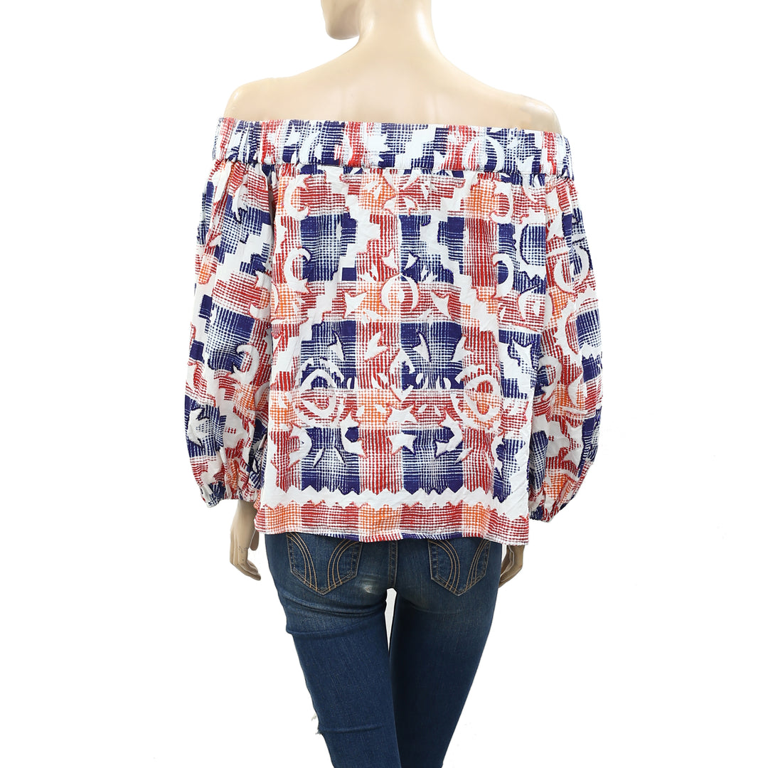 Uterque Zara Printed Sequin Embellished Blouse Top