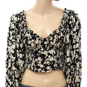 Free People Cherry Bomb Cropped Blouse Top