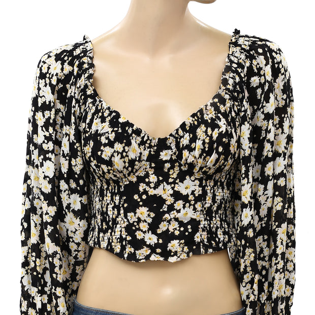 Free People Cherry Bomb Cropped Blouse Top