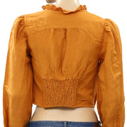 Urban Outfitters Buttondown Mustard Crop Top