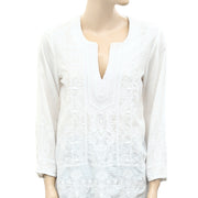 Lilly Pulitzer Embroidered Beaded Embellished Tunic Top