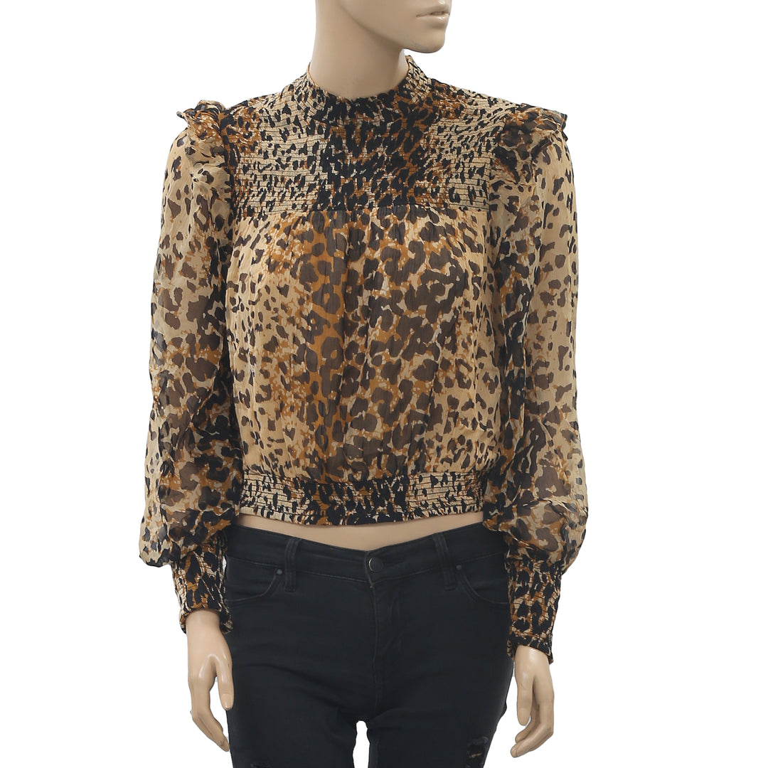 Free People Roma Animal-Printed Blouse Top