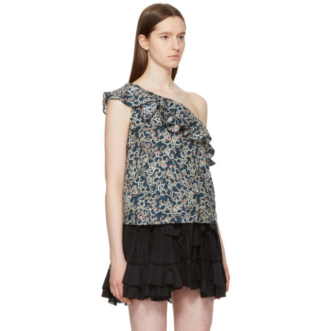 ISABEL MARANT ÉTOILE Thomy One-Shoulder Printed Blouse Top