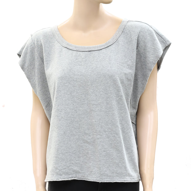 Daily Practice By Anthropologie Gray Ruched Blouse Tee Pullover Top