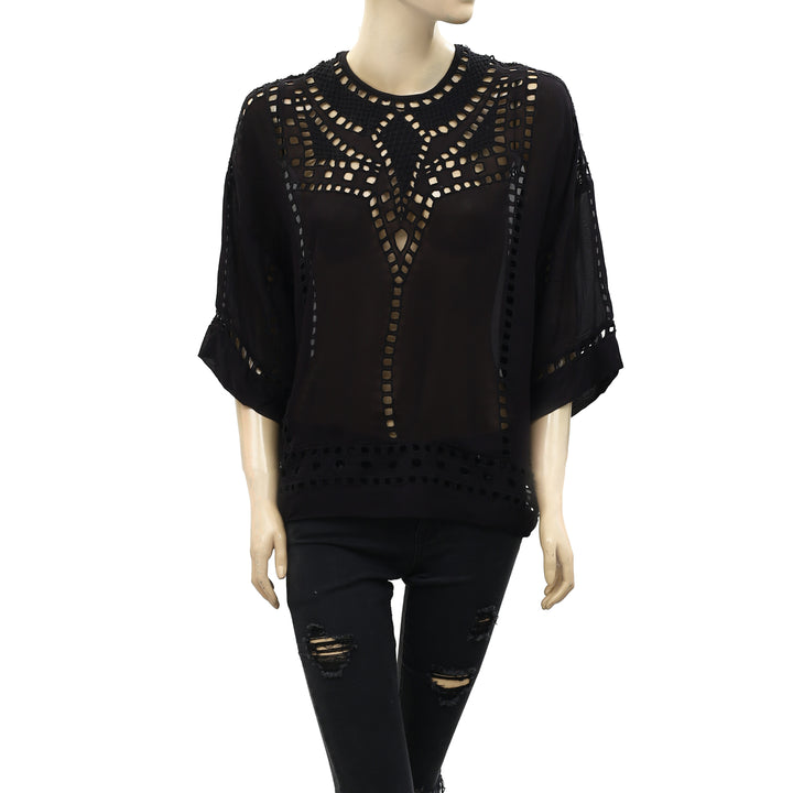 Isabel Marant Etoile Ethan Voile Eyelet Tunic Top M