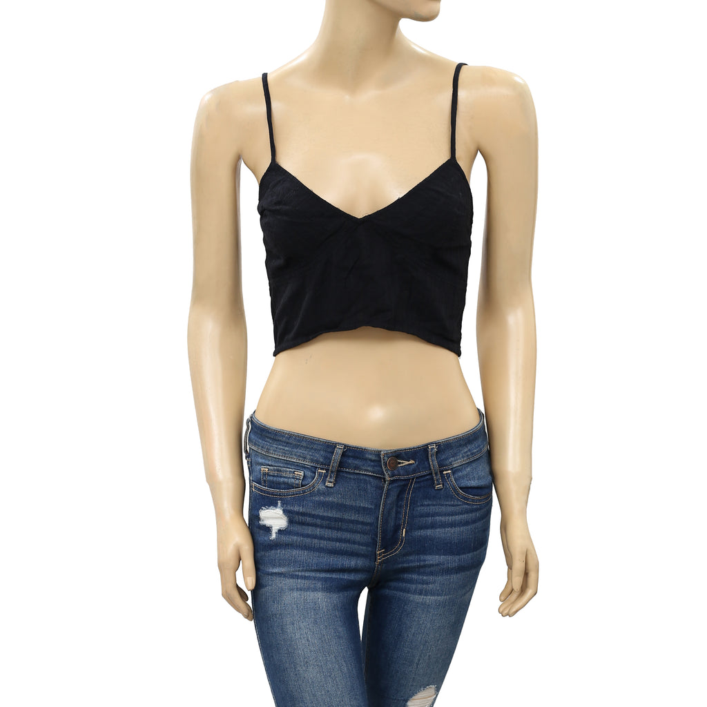 Free People FP One Solid Black Bralette Crop Top S