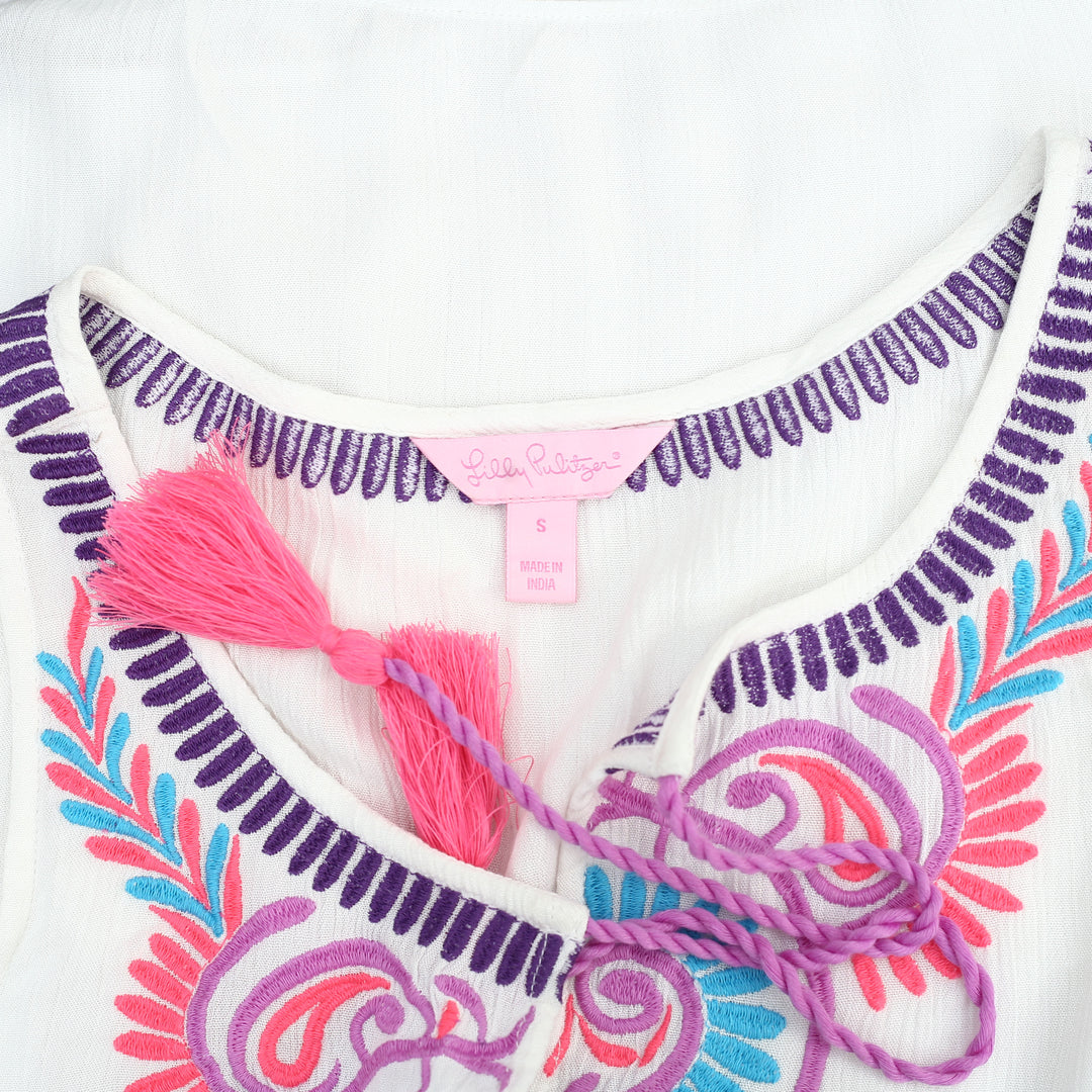 Lilly Pulitzer Paisley Embroidered Tank Blouse Top