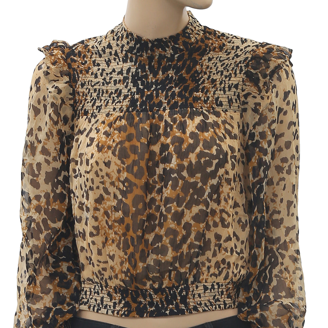 Free People Roma Animal-Printed Blouse Top