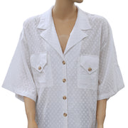 Rhode Resort Oliver Fil Coupe Cotton White Shirt Top