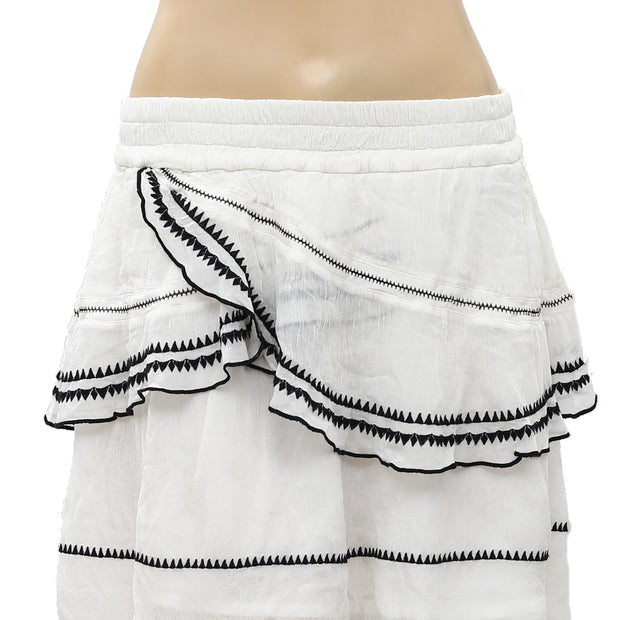 IRO Oviane Layered Embroidered Tiered Mini Skirt