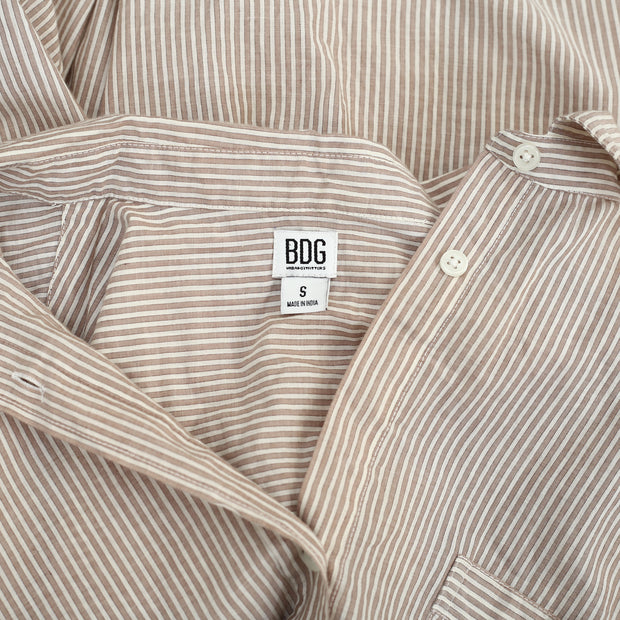 BDG Urban Outfitters Tan Sadie Stripe Boyfriend Shirt Top