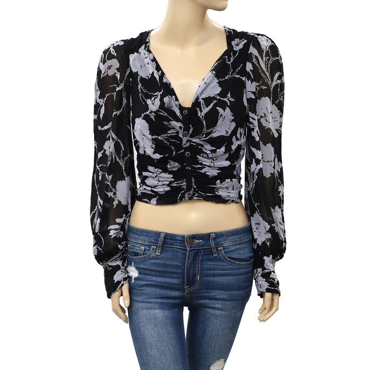 Free People If You Had My Love Printed Blouse Top S