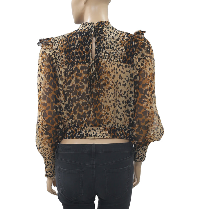 Free People Roma Animal-Printed Blouse Top