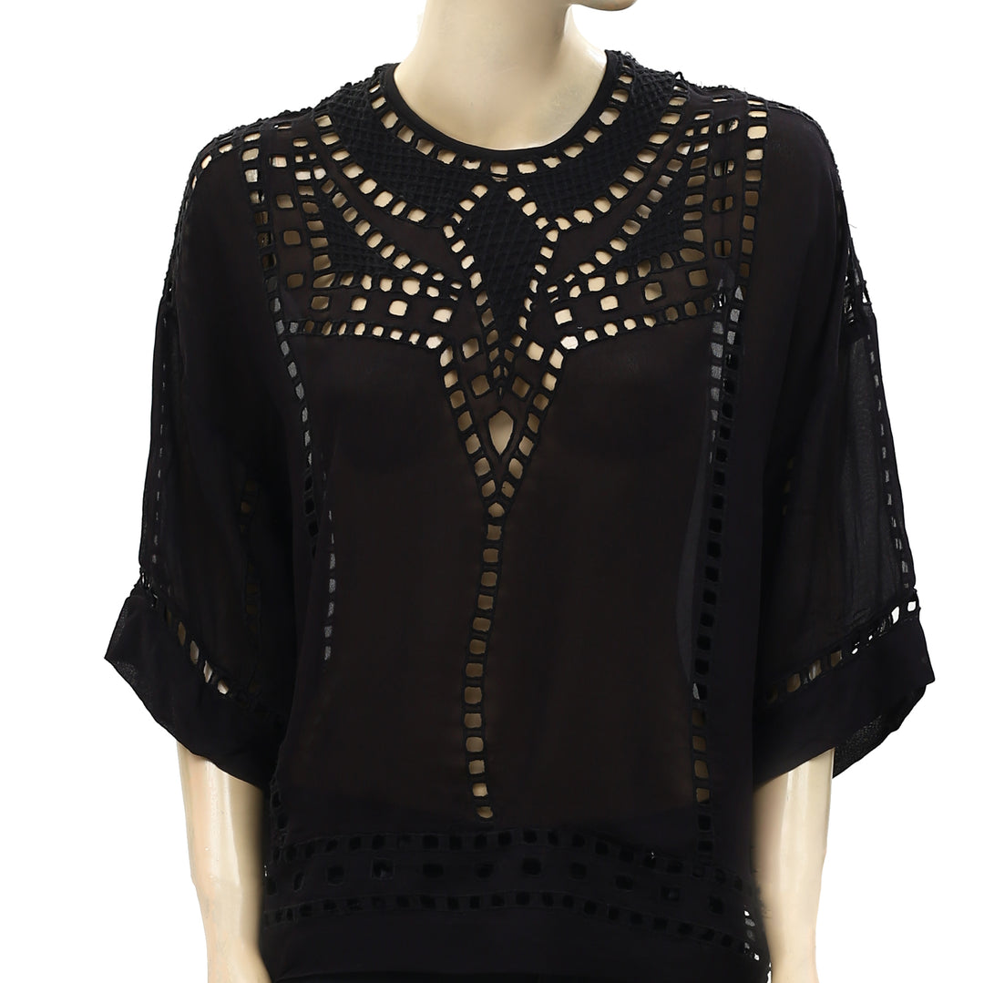 Isabel Marant Etoile Ethan Voile Eyelet Tunic Top M