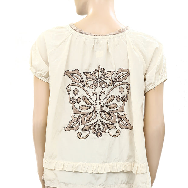 Odd Molly Anthropologie Embroidered Lace Shirt Blouse Top