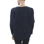 Des Petits Hauts Romane Frutti Printed Buttondown Navy Top