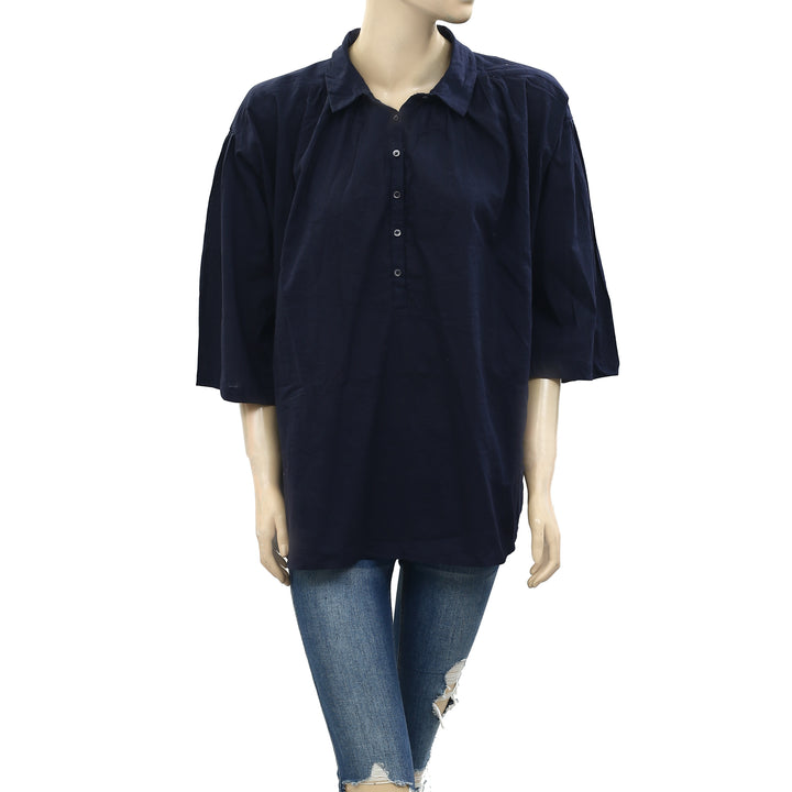 Nili Lotan Solid Navy Tunic Top S