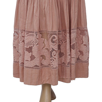 Ulla johnson Embroidered Crochet Lace Maxi Skirt