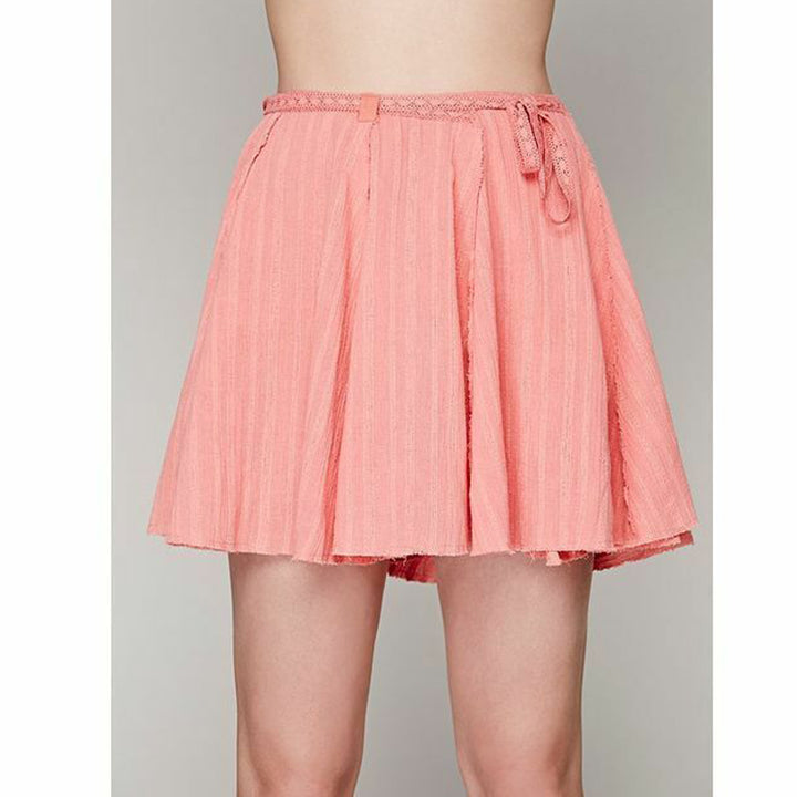 Free People Lace Striped Wrap Mini Skirt