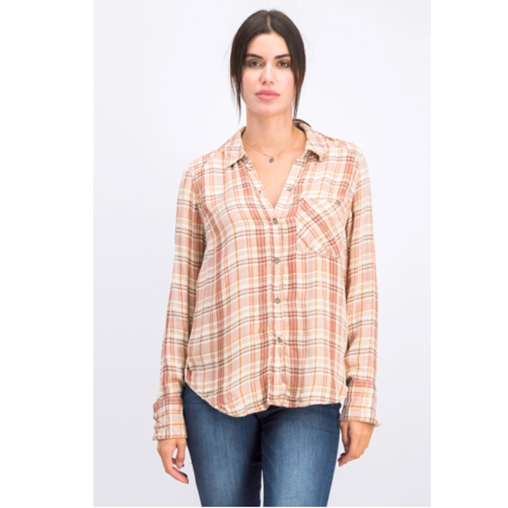 Free People Joplin Plaid Flannel Shirt Tunic Top