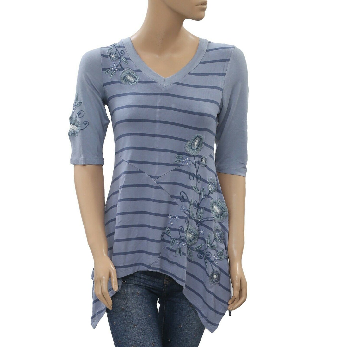 Caite Anthropologie Striped Printed Tunic Top