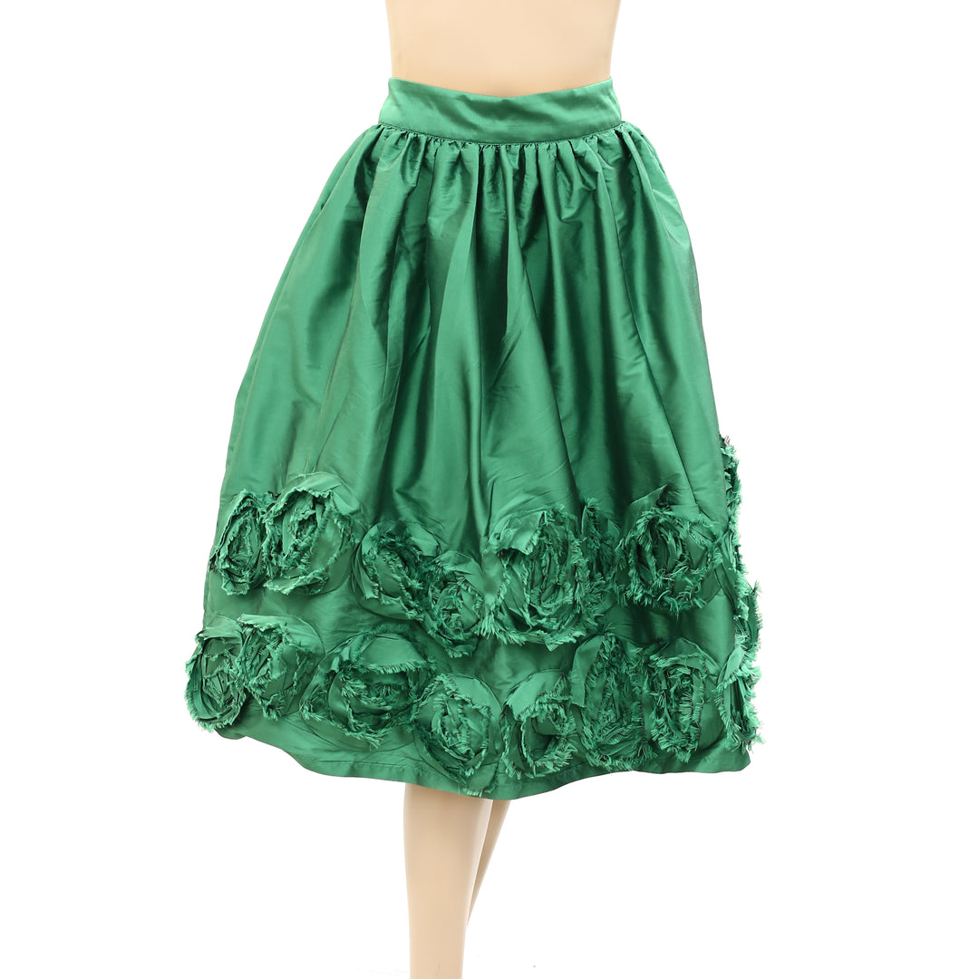 Frances Valentine Barbara Flowers Shantung Skirt