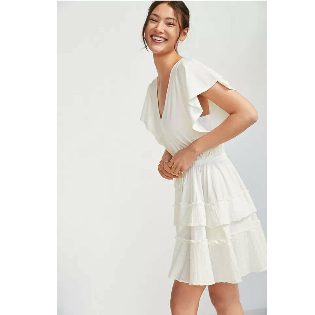 Daily Practice by Anthropologie Tiered Ruffle Mini Dress – White Chocolate Couture Daily Practice by Anthropologie Tiered Ruffle Mini Dress – White Chocolate Couture