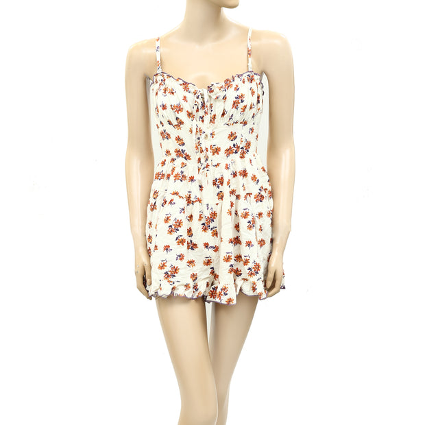 Urban Outfitters UO Betti Printed Linen Romper Dress