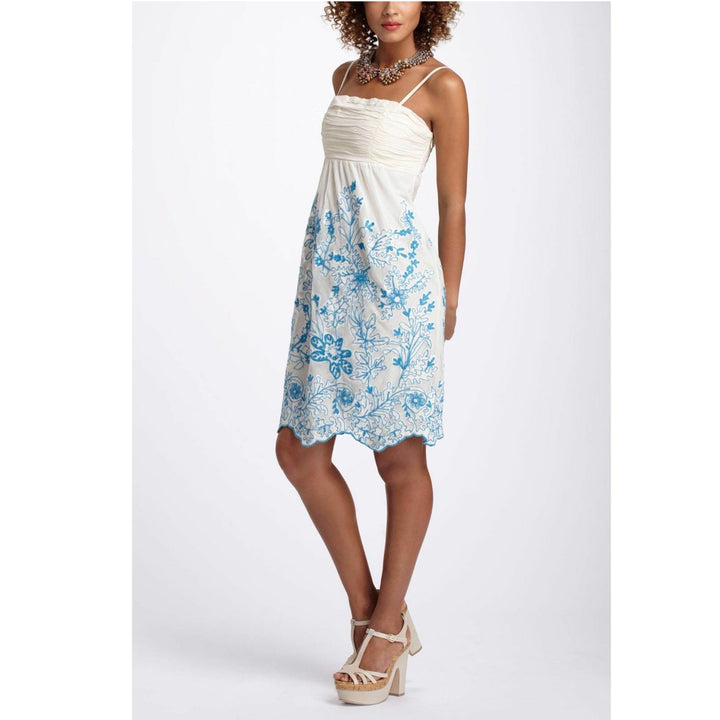 Vanessa Virginia Anthropologie Stitched Cornflower Mini Dress