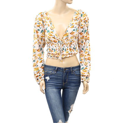 Urban Outfitters UO Floral Printed Cropped Blouse Top