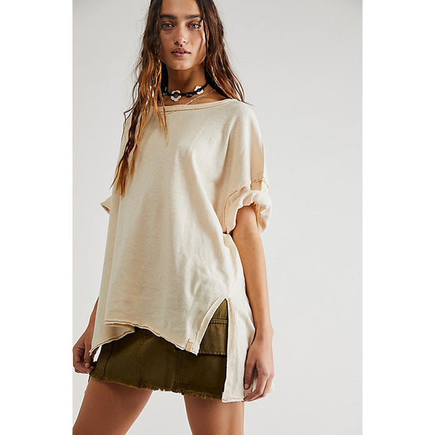 Free People We the Free Care FP Linen Blend Diego Tee Top