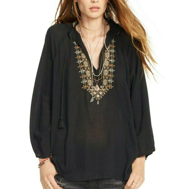 Denim & Supply Ralph Lauren Embroidered Black Top