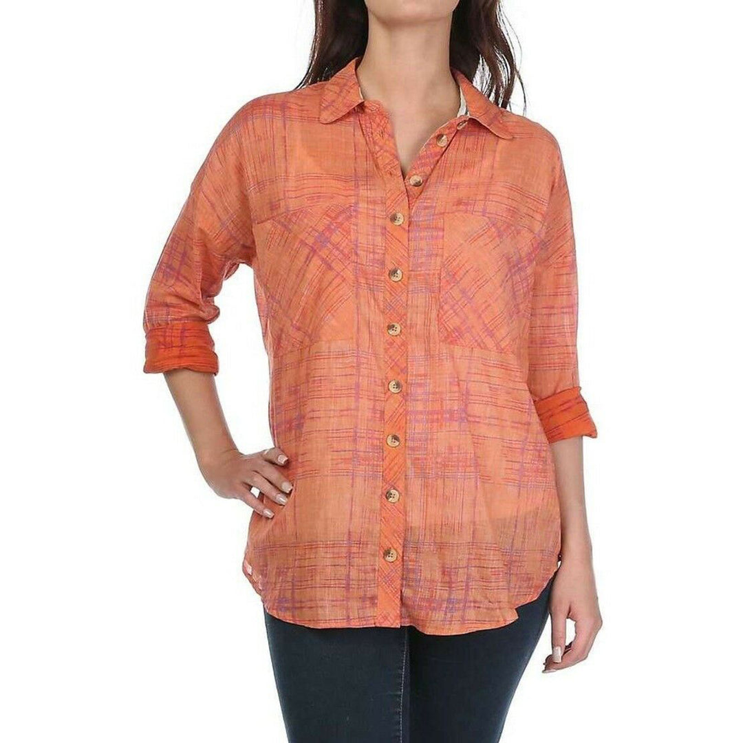 Free People Shore Vibes Buttondown Printed  Shirt Top S