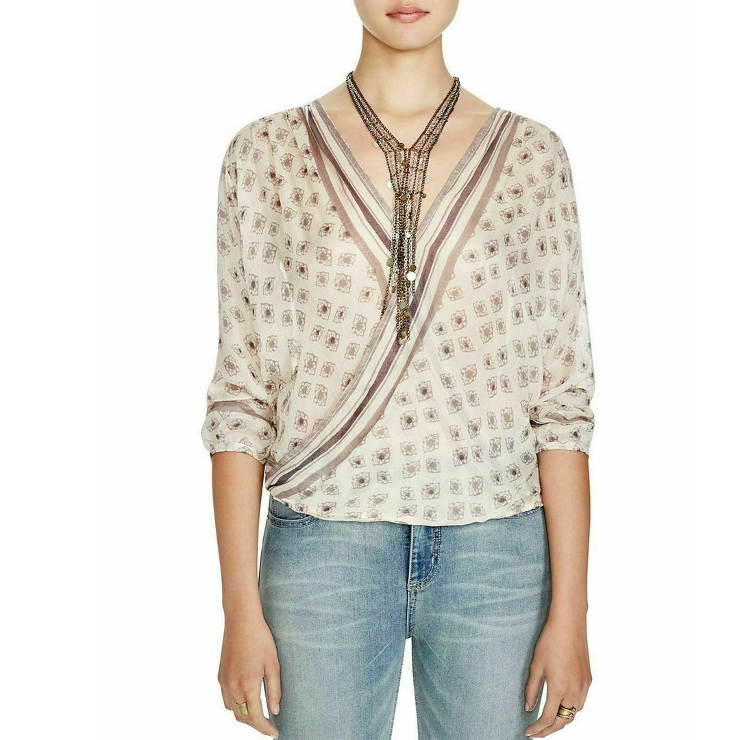 Free People FP One Border Printed Peasant Top