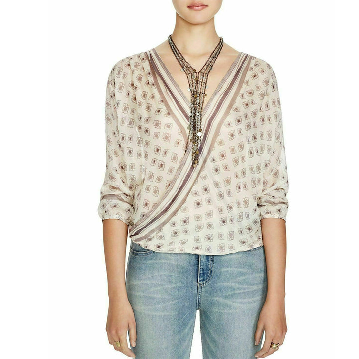 Free People FP One Border Printed Peasant Top