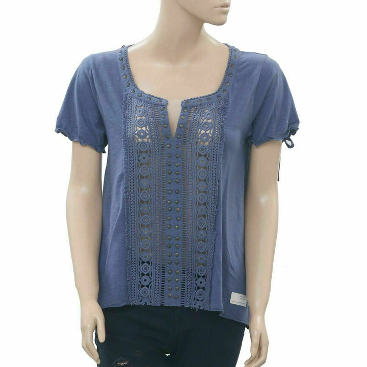 Odd Molly Anthropologie Metallic Studded Blouse Top