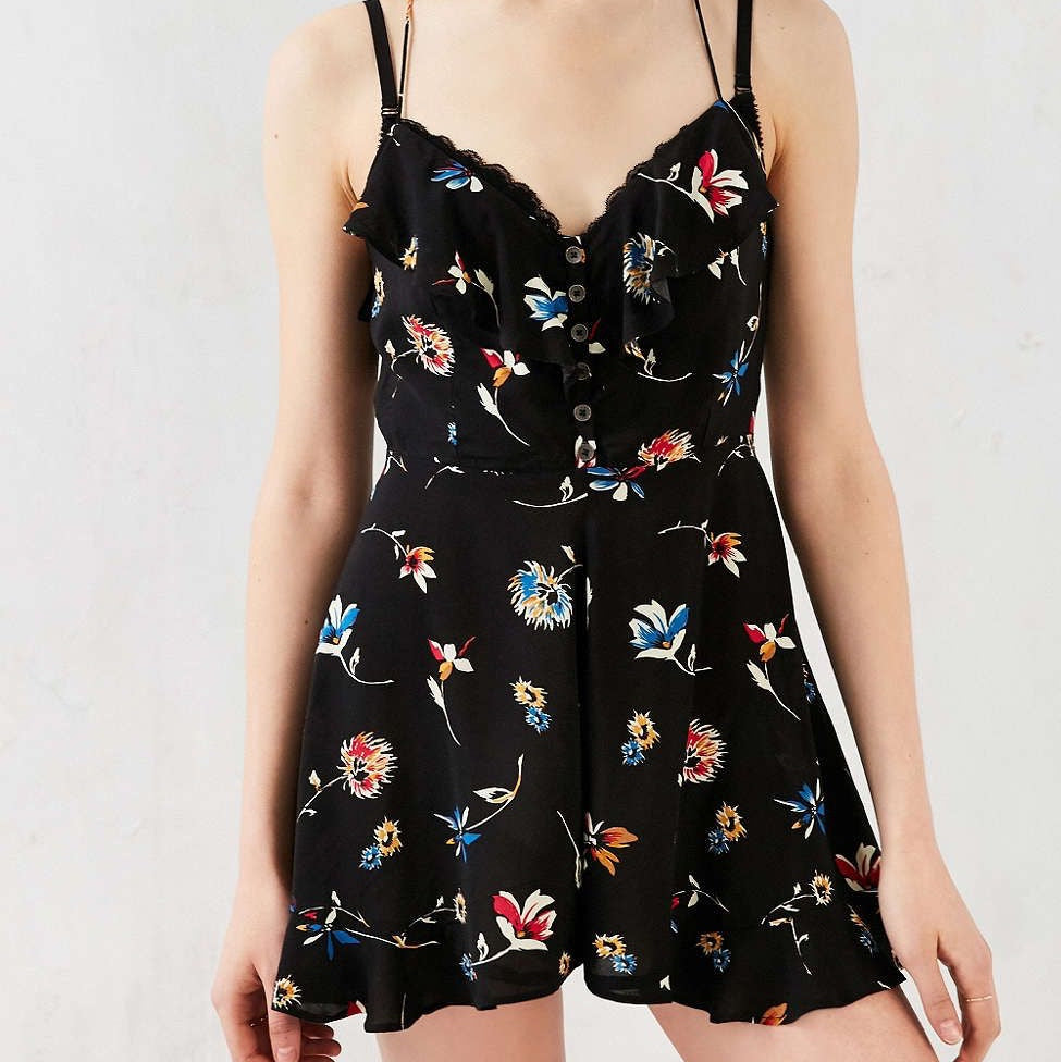 Kimchi Blue Urban Outfitters Ruffle Hem Fit Flare Romper