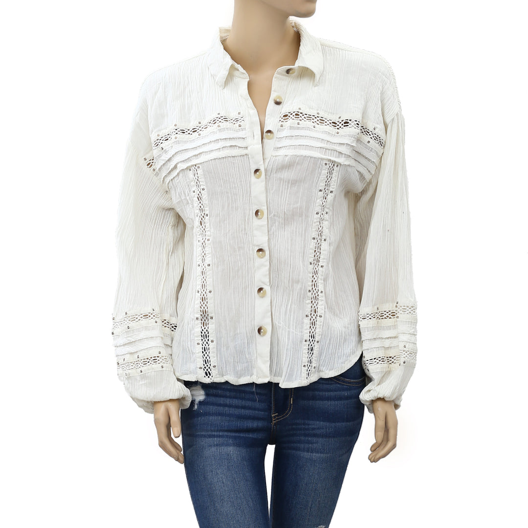 Free People Summer Stars Buttondown Shirt Top