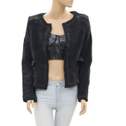 Anthropologie Embroidered Beaded Black Jacket Top