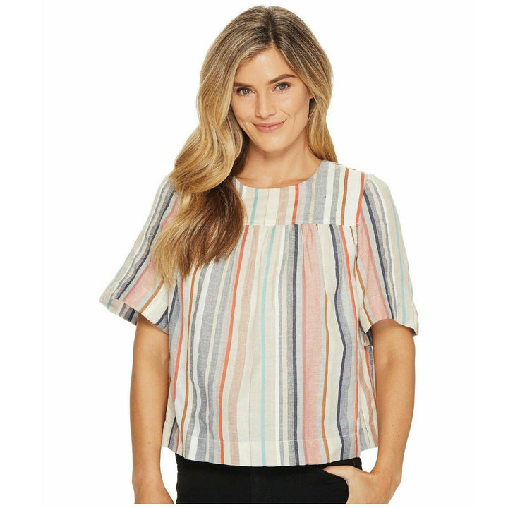 Lilla P Stripe Printed Blouse Top S