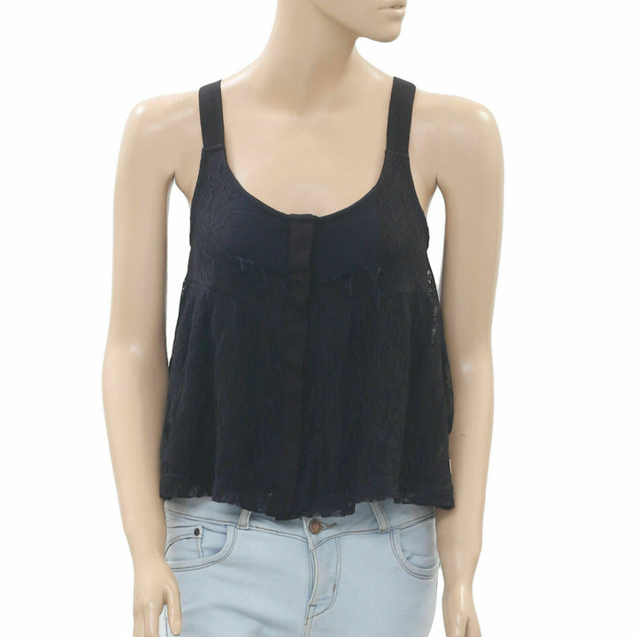 Billabong Mesh Lace Tank Crop Blouse Top