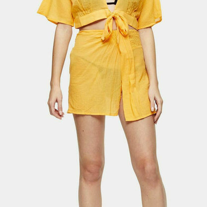 Topshop Solid Wrap Mini Skirt