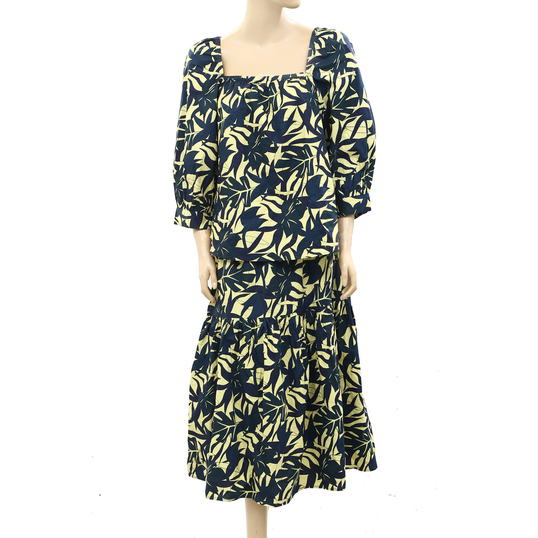 Ba&Sh Wendy Leaf-Print Midi Skirt & Top Set