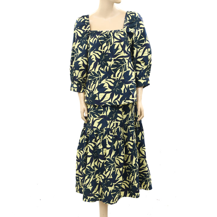 Ba&Sh Wendy Leaf-Print Midi Skirt & Top Set