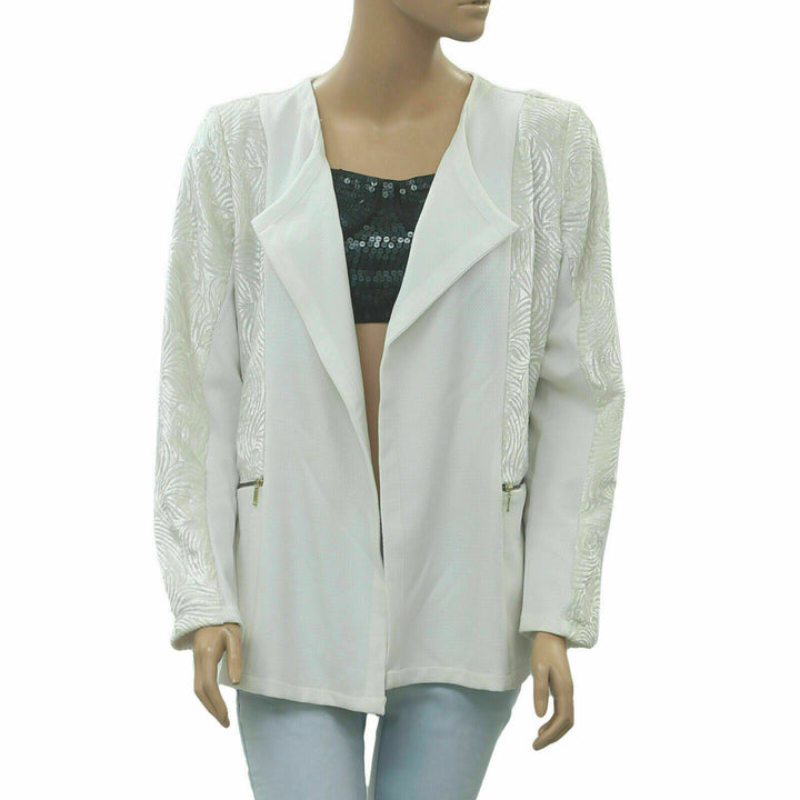 Anthropologie Velvet White Coatigan Jacket Top Oversized S