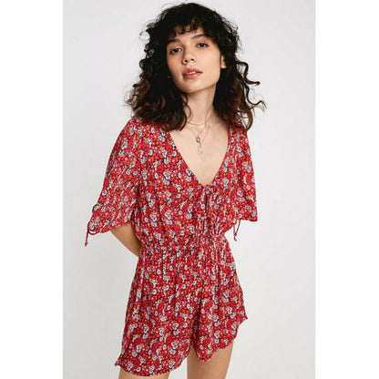 Urban Outfitters Crinkled Floral Romper Dress