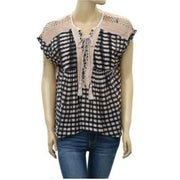 Free People Gingham Printed Blouse Top